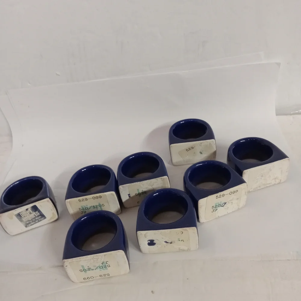 Vintage 8 Napkin Rings Cobalt Blue Ceramic Pier1